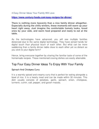 4 Easy Dinner Ideas Your Family Will Love