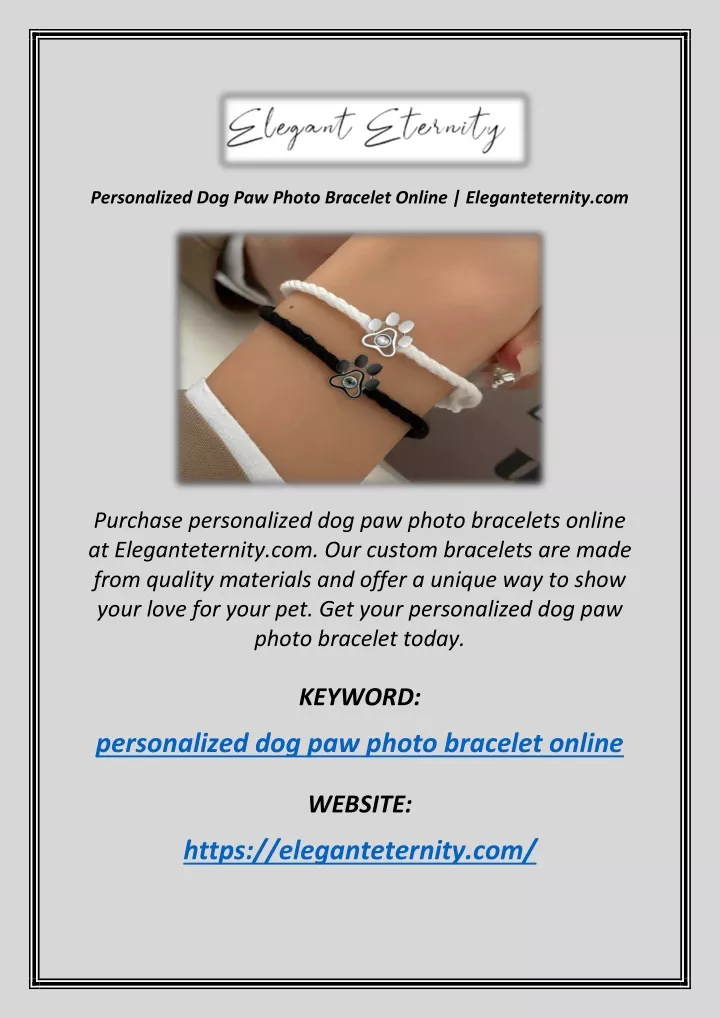 personalized dog paw photo bracelet online