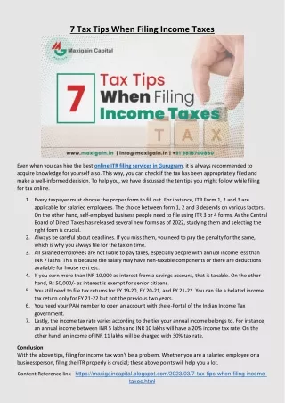 Best 7 Tax Tips When Filing Income Taxes