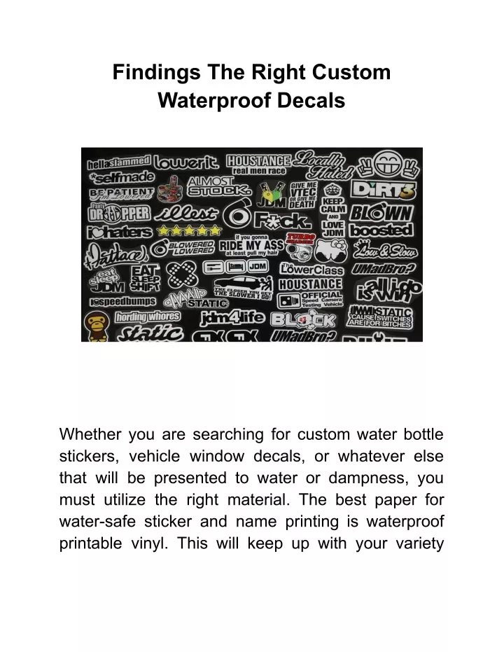 findings the right custom waterproof decals