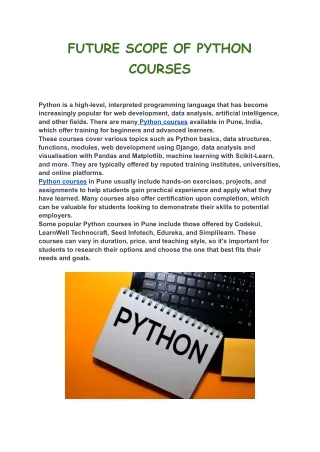 FUTURE SCOPE OF PYTHON COURSES