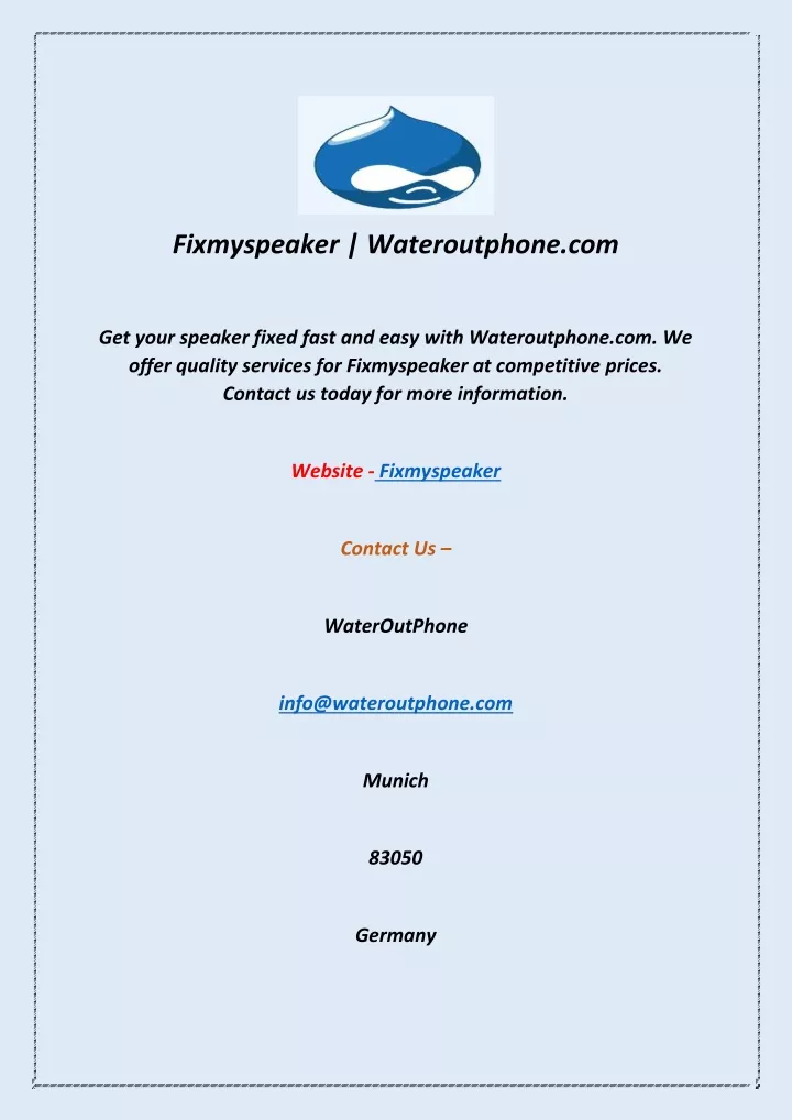 fixmyspeaker wateroutphone com