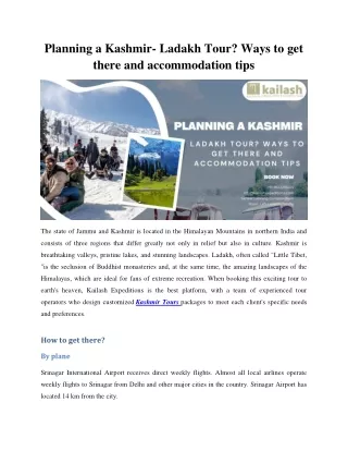 Planning a Kashmir- Ladakh Tour?