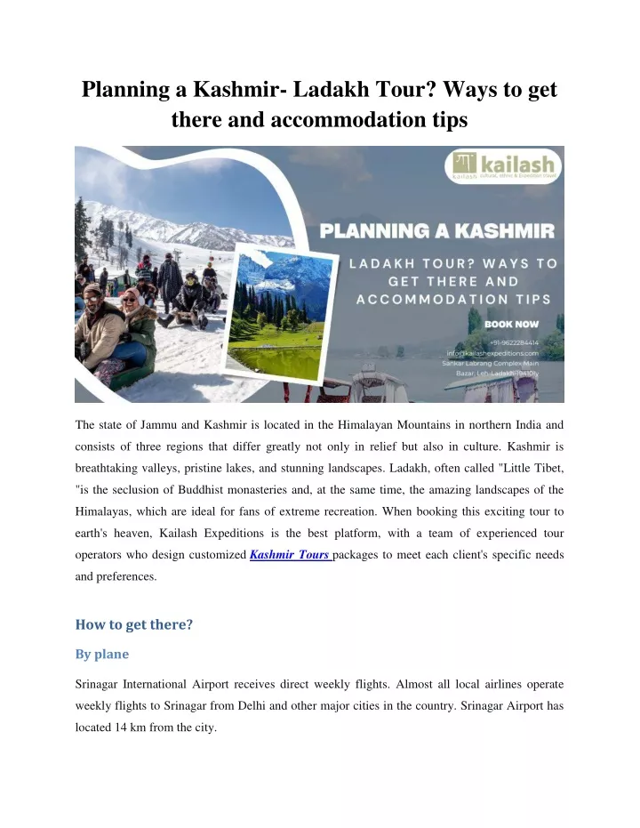 planning a kashmir ladakh tour ways to get there
