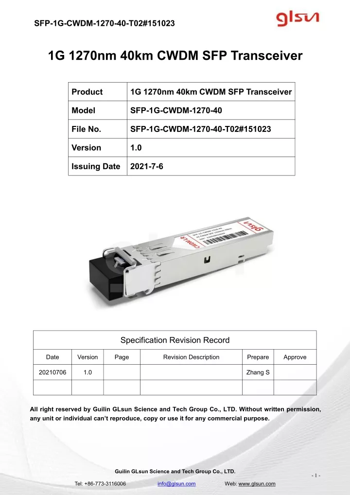 sfp 1g cwdm 1270 40 t02 151023