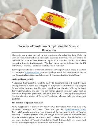 TorreviejaTranslation Simplifying the Spanish Relocation