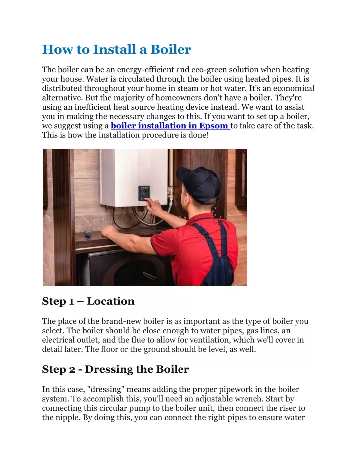 how to install a boiler