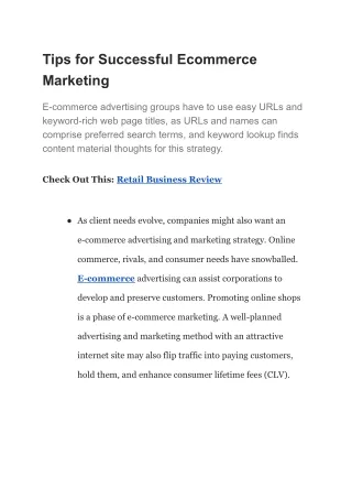 Tips for Successful Ecommerce Marketing