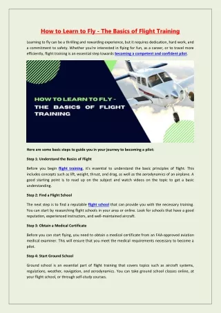 how to learn to fly the basics of flight training
