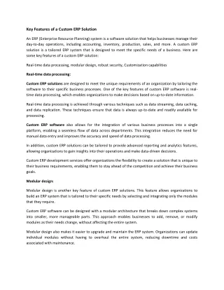 Key Features of a Custom ERP Solution