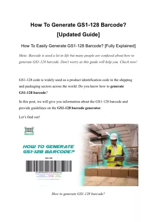 how to generate gs1 128 barcode