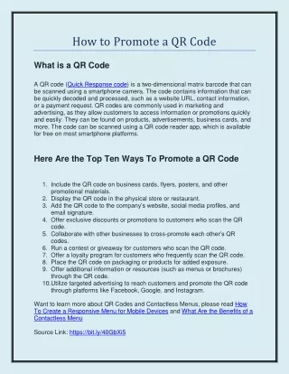 How to Promote a QR Code