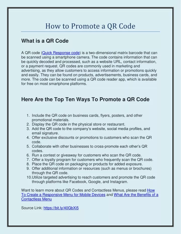 how to promote a qr code