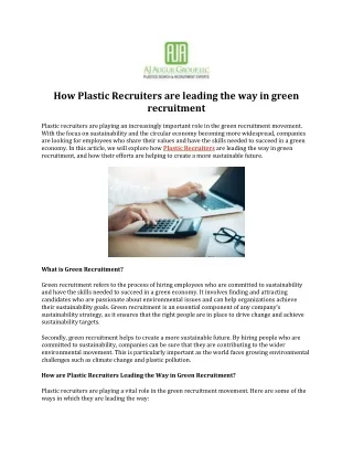 How Plastic Recruiters are leading the way in green recruitment