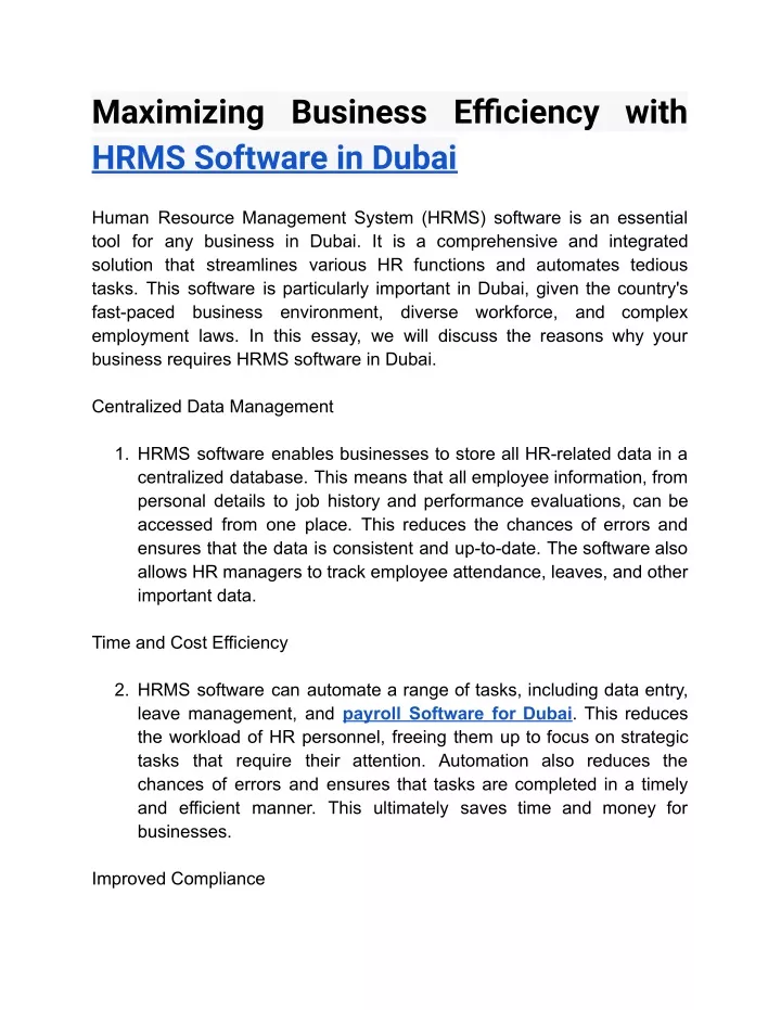 maximizing business efficiency with hrms software