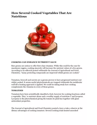 how several cooked vegetables that are nutritious