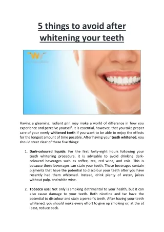 5 things to avoid after whitening your teeth