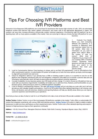 tips for choosing ivr platforms and best