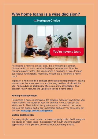 why home loans is a wise decision