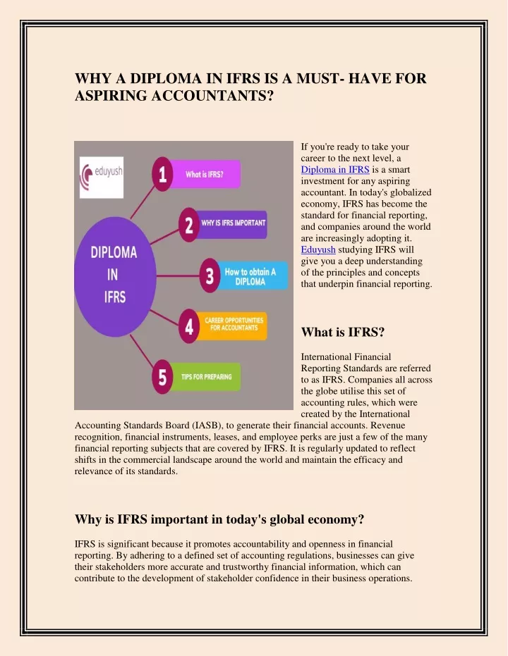 why a diploma in ifrs is a must have for aspiring