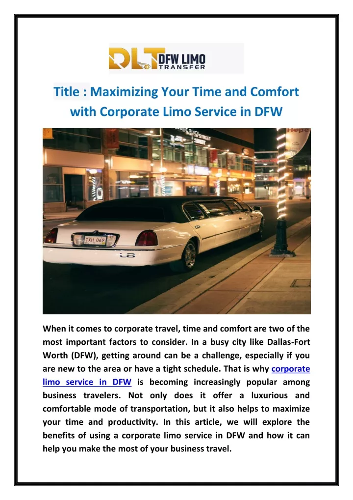 title maximizing your time and comfort with