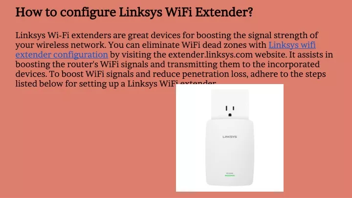 how to configure linksys wifi extender