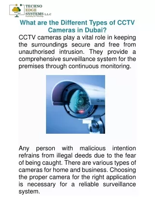 what are the different types of cctv cameras