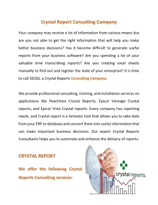 Crystal Report Consulting Company