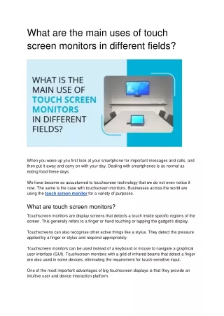 what are the main uses of touch screen monitors