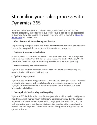streamline your sales process with dynamics 365