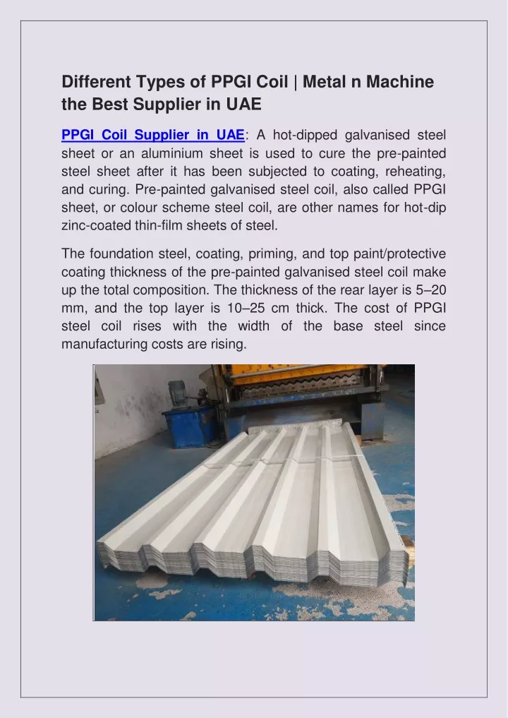 different types of ppgi coil metal n machine