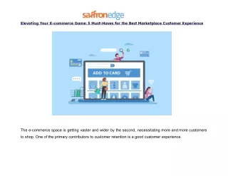 5 Must-Haves for the Best Marketplace Customer Experience - Saffron Edge