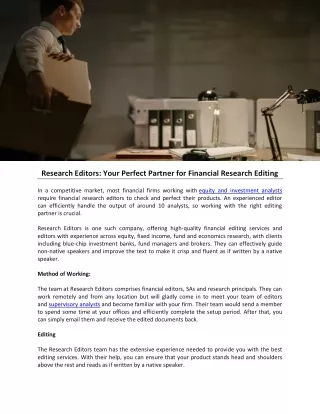 Research Editors: Your Perfect Partner for Financial Research Editing