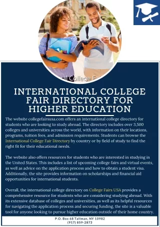 International College Fair Directory for Higher Education