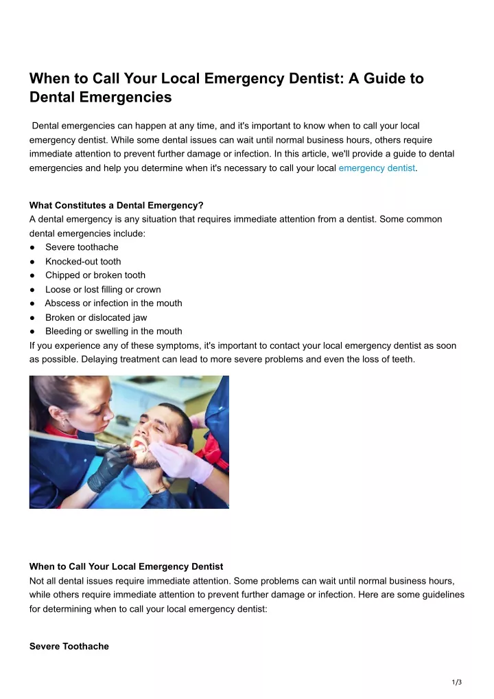 when to call your local emergency dentist a guide