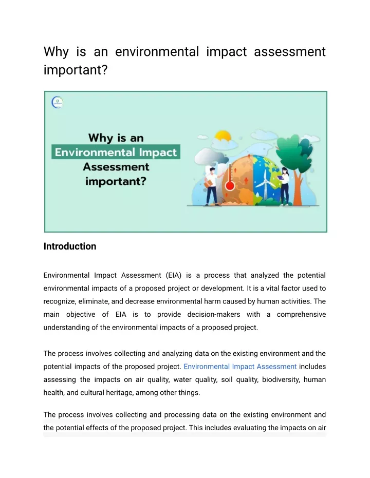 why is an environmental impact assessment