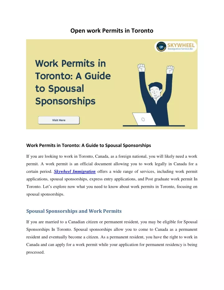 open work permits in toronto