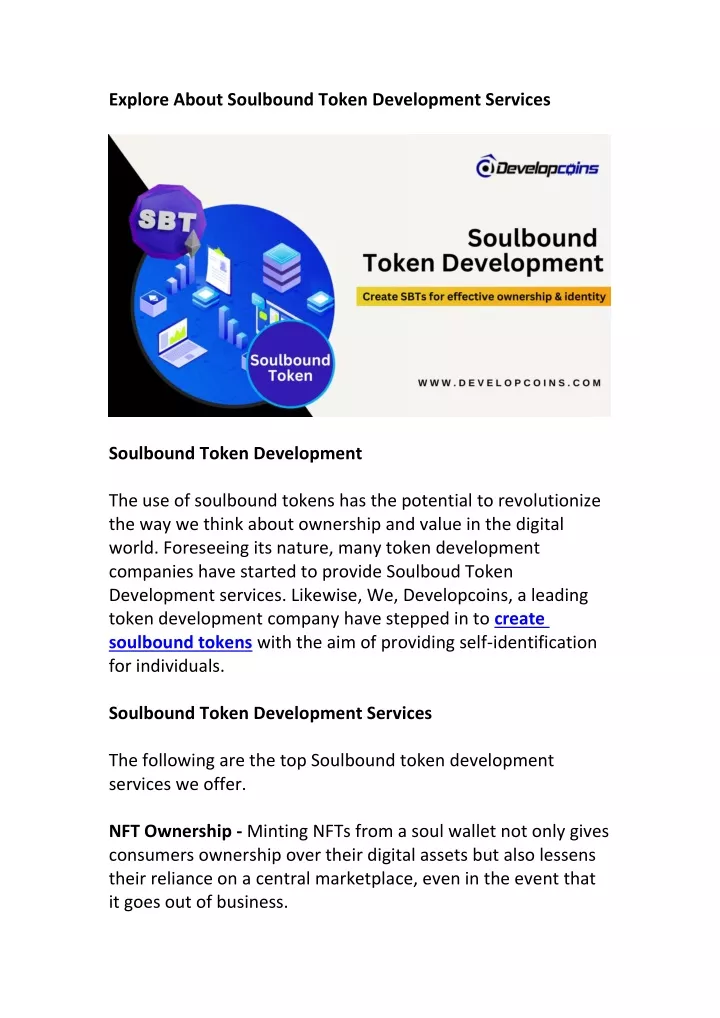 explore about soulbound token development services