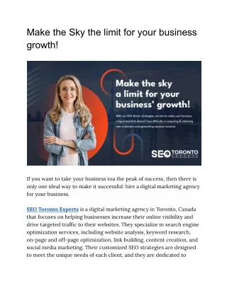 Make the Sky the limit for your business growth