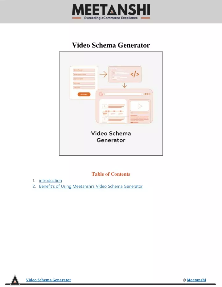 video schema generator table of contents