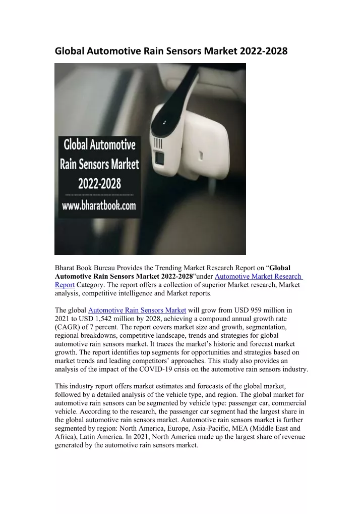 global automotive rain sensors market 2022 2028