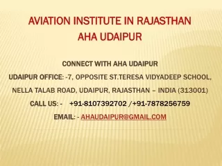 aviation institute in rajasthan aha udaipur