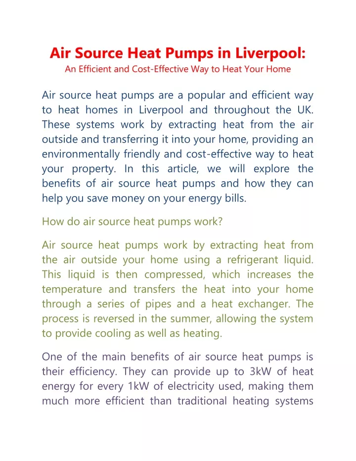 air source heat pumps in liverpool an efficient