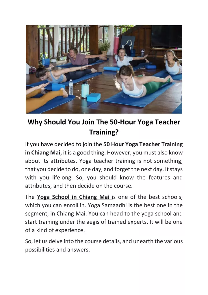why should you join the 50 hour yoga teacher