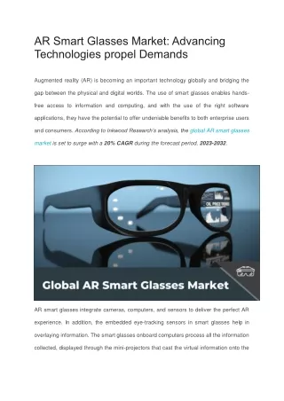 ar smart glasses market advancing technologies