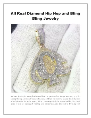 All Real Diamond Hip Hop and Bling Bling Jewelry