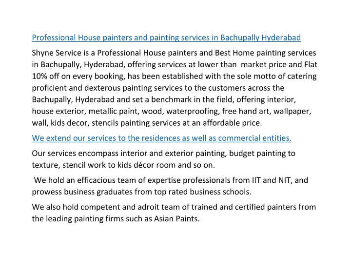 professional house painters and painting services