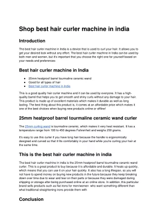 best hair curler machine in india