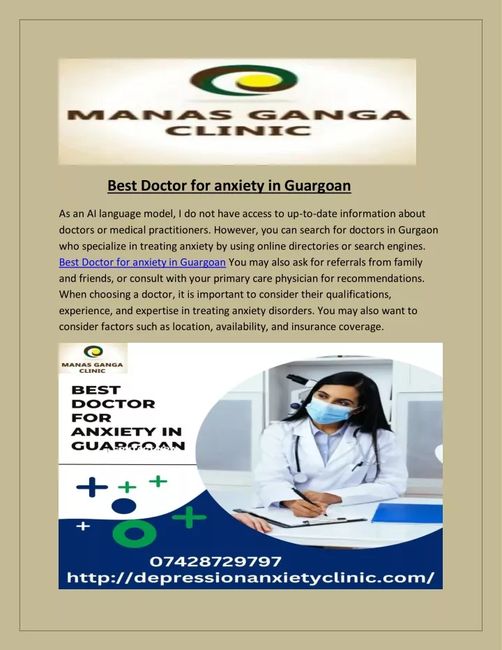 best doctor for anxiety in guargoan