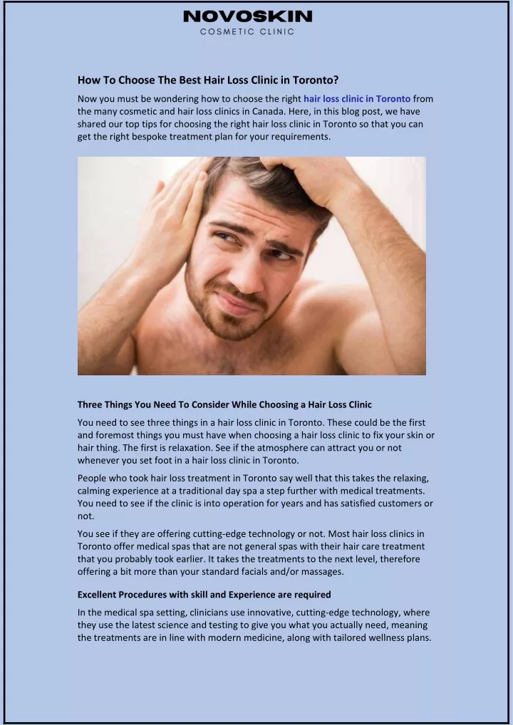 how to choose the best hair loss clinic in toronto